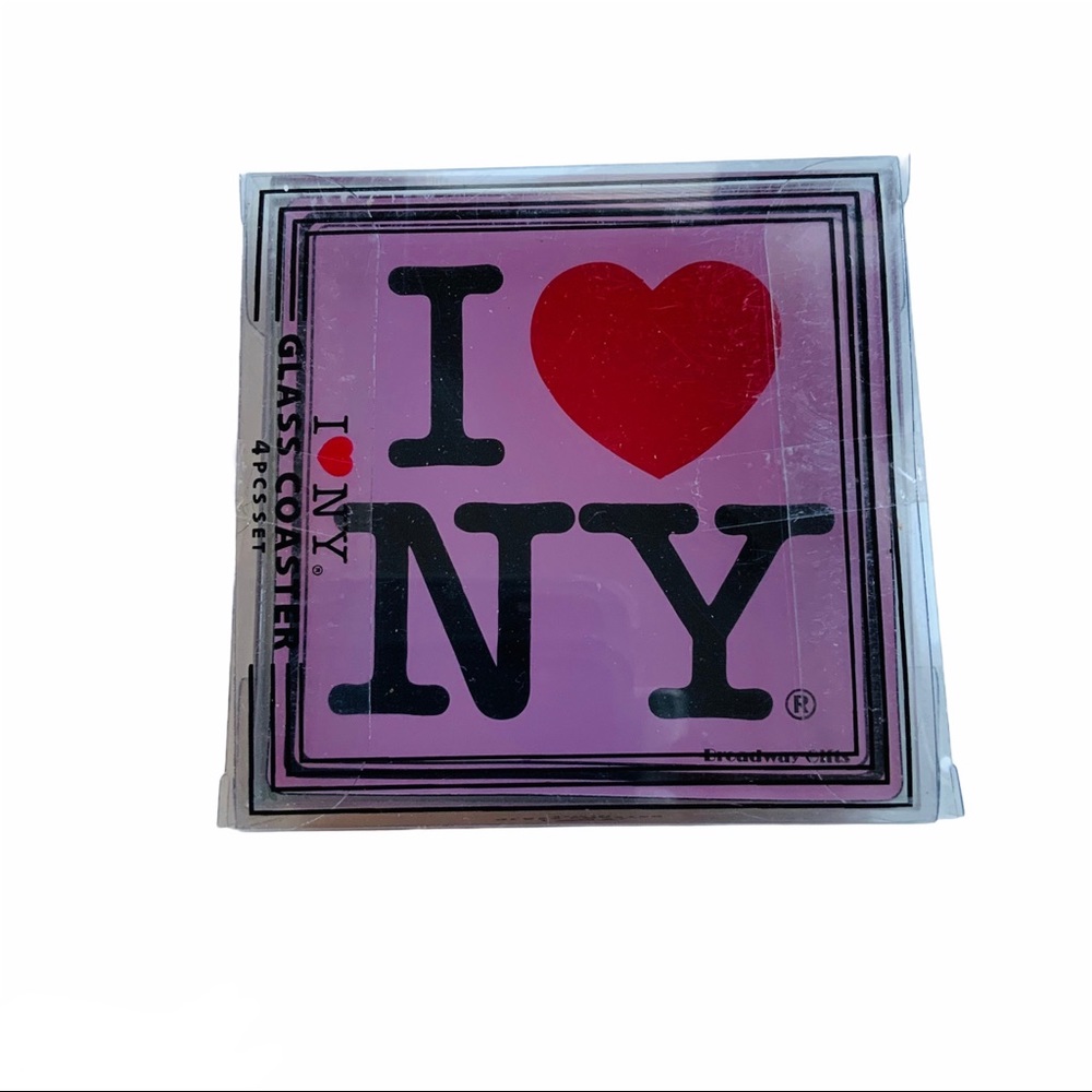 🌈BUNDLE & SAVE Love New York 4 Pink Glass Coasters